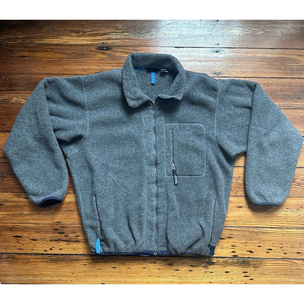 VTG Patagonia Gray Fleece Jacket Full Zip Men's Size XL Deep Pile Retro Made USA